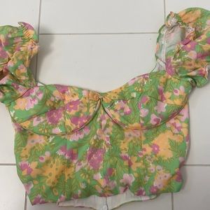 With Jean Floral Top